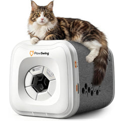 PawSwing en action sur chat, aide à retirer les poils sans effort.
