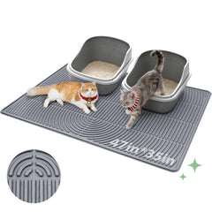 Pawtasy Tapis Litière Chat Extra Large: couverture étendue pour deux bacs.