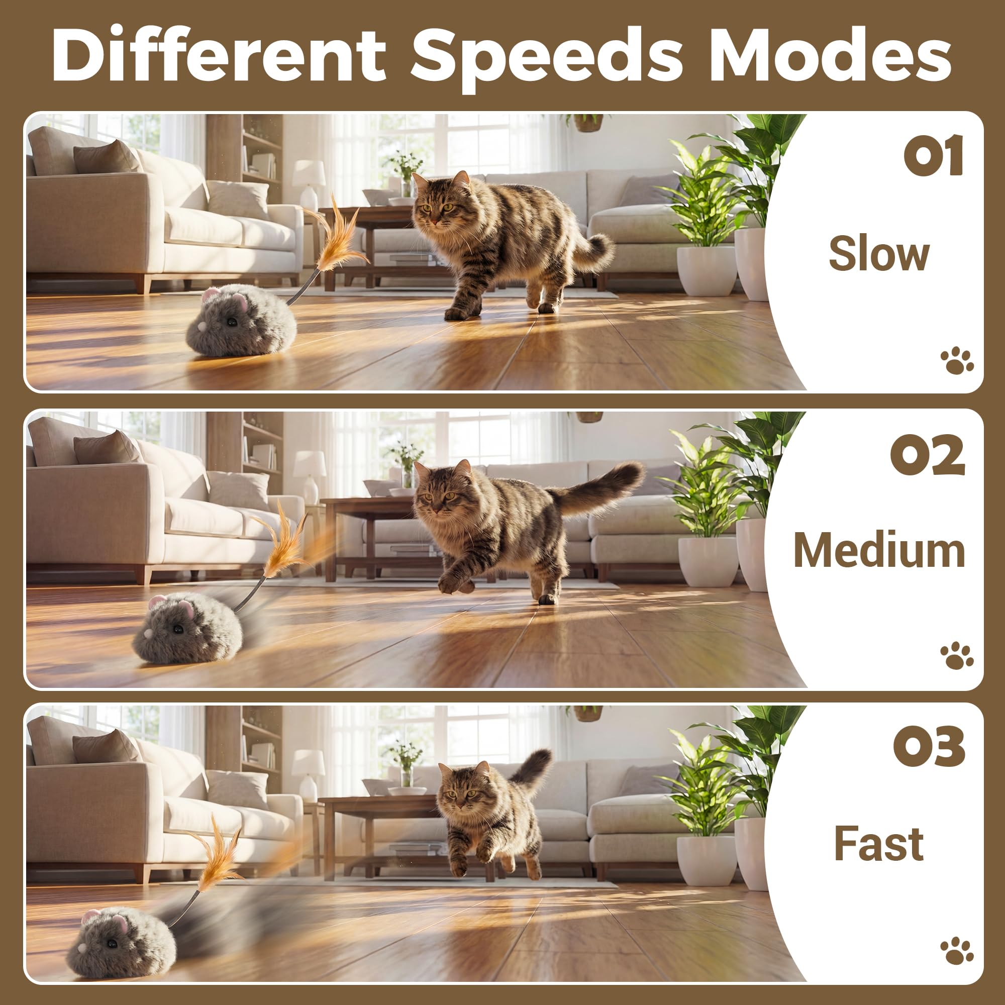 Pawthquake souris mode auto avec fonction d'evitement intelligent.