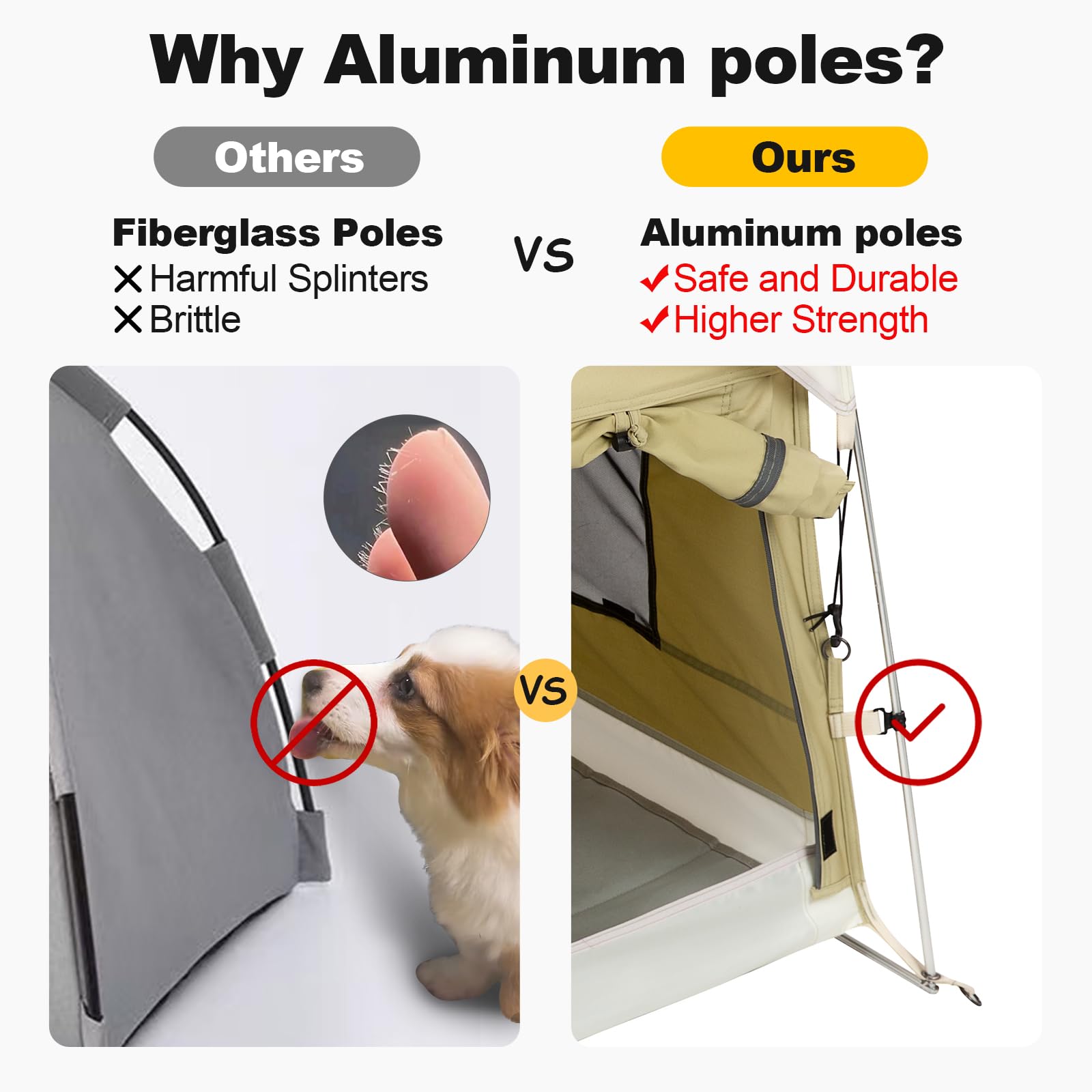 Pawthway Tente Chien en coton, piquets inclus pour stabilité face au vent.