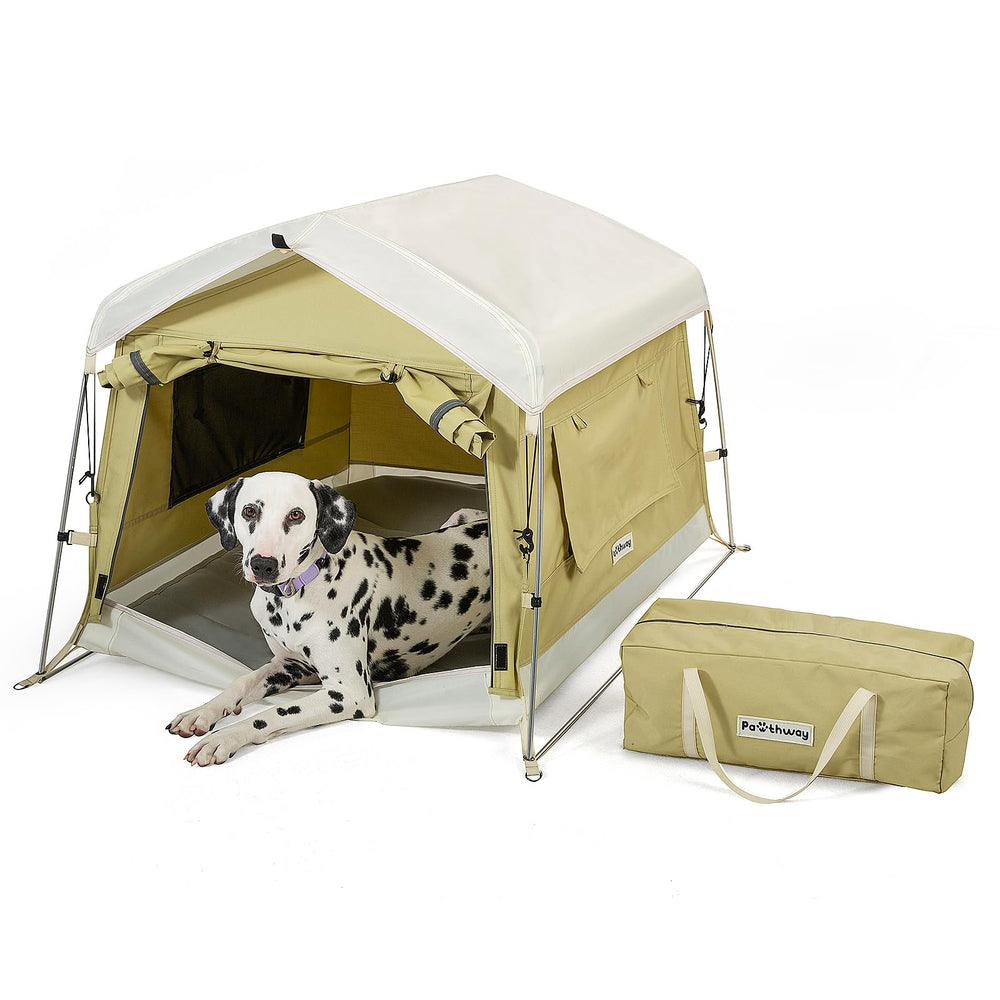 Pawthway Tente Chien en coton avec poteaux aluminium, structure solide pour l'extérieur.