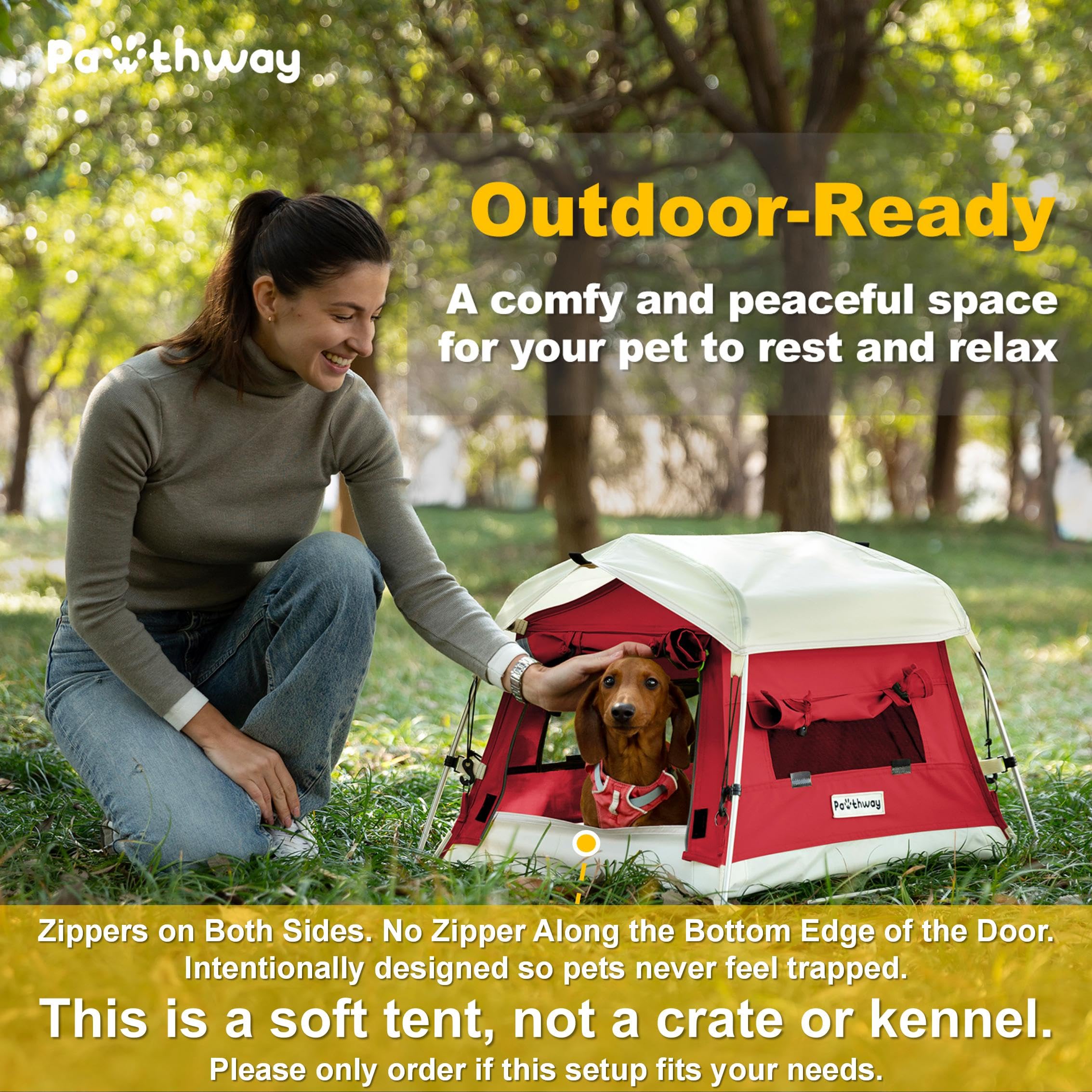 Pawthway Tente chien et matelas camping amovible offre confort au sol.