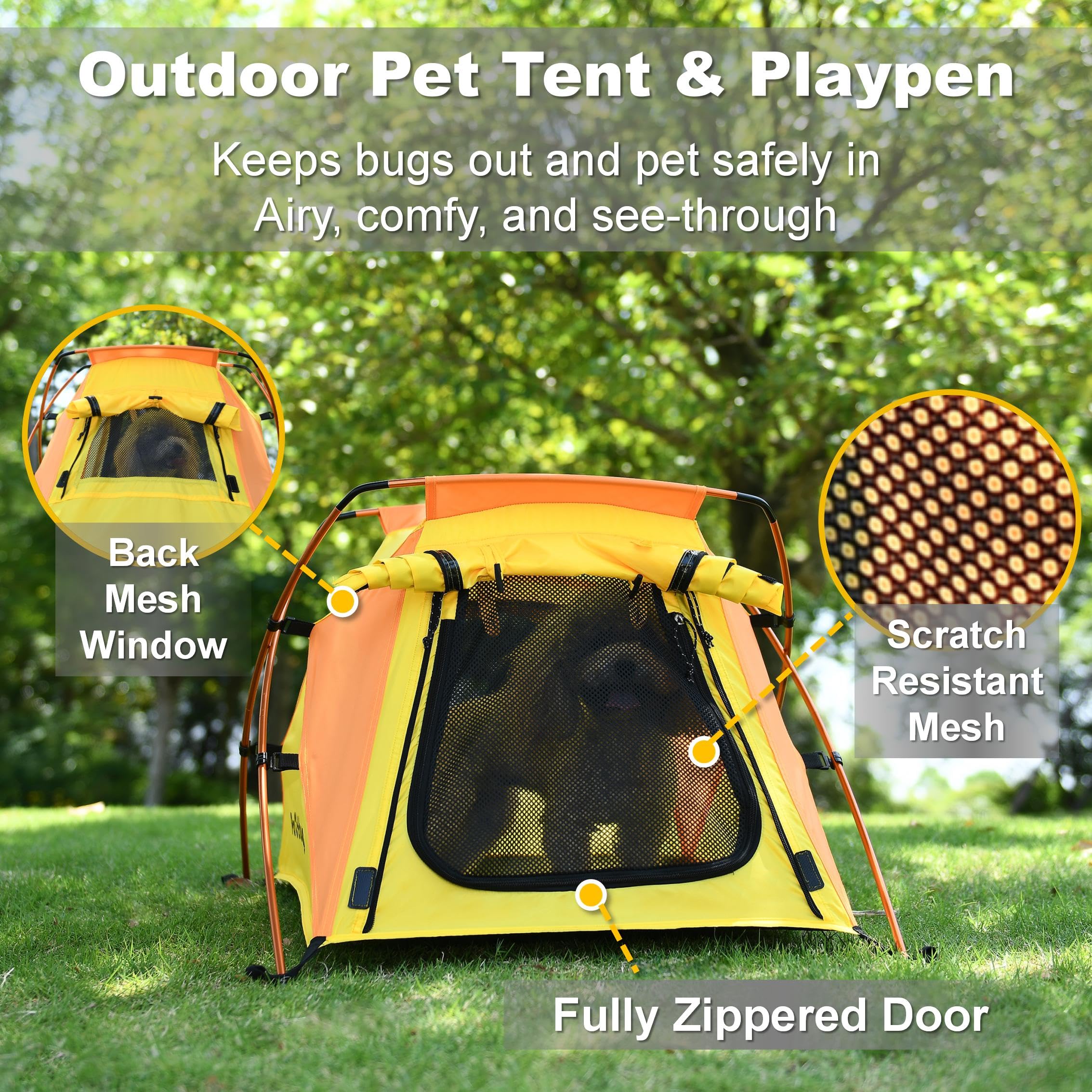 Pawthway Tente-chien-porte-maille-zippee: accès sécurisé et ventilation