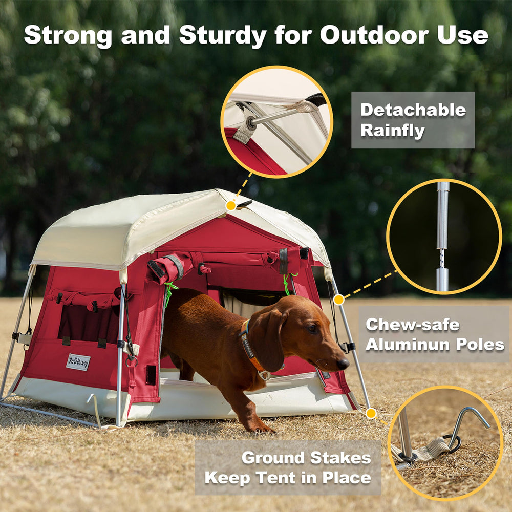 Pawthway Tente chien avec poteaux aluminium pour stabilité fiable.