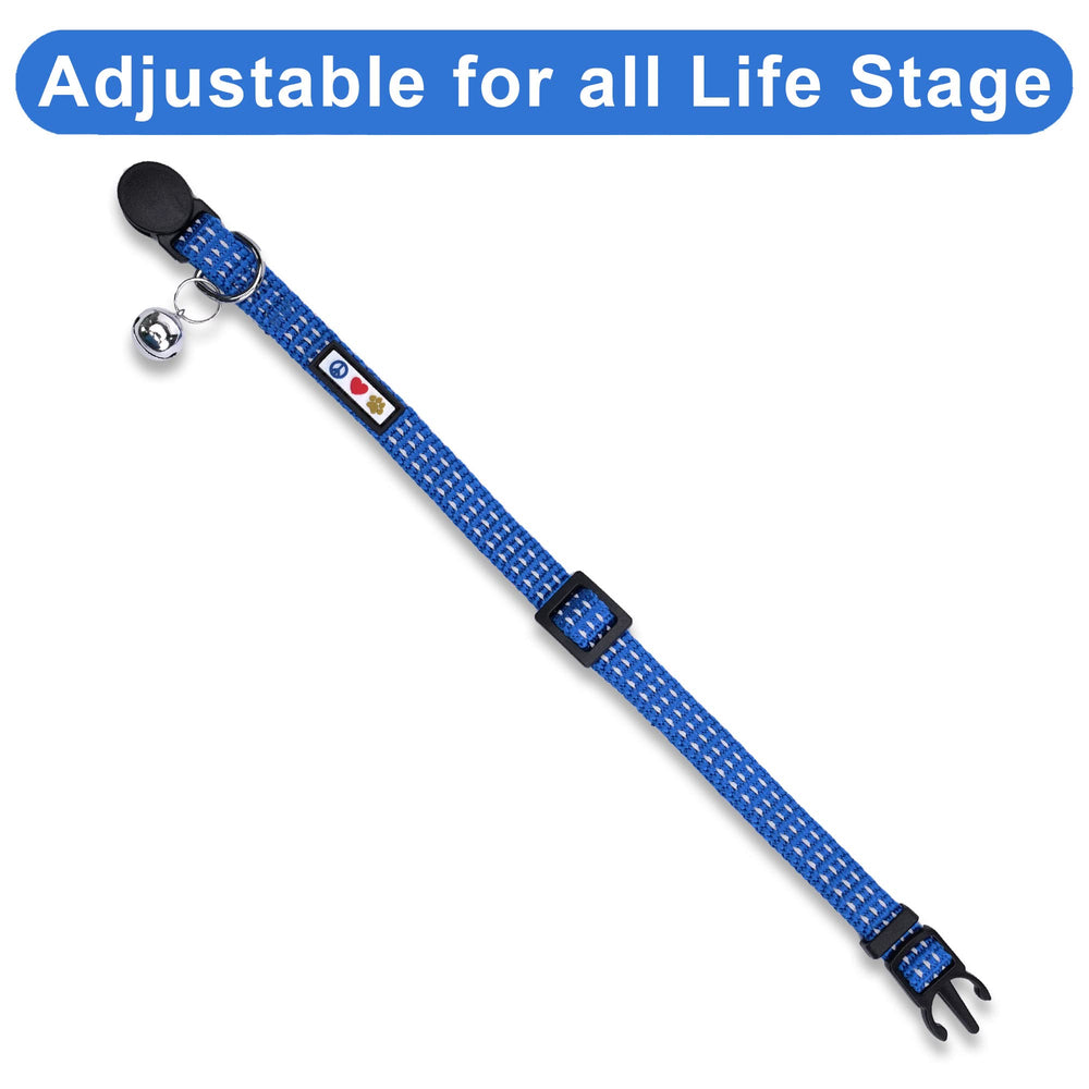 Pawtitas collier ajustable bleu 8-12 pouces pour chaton ou chat adulte