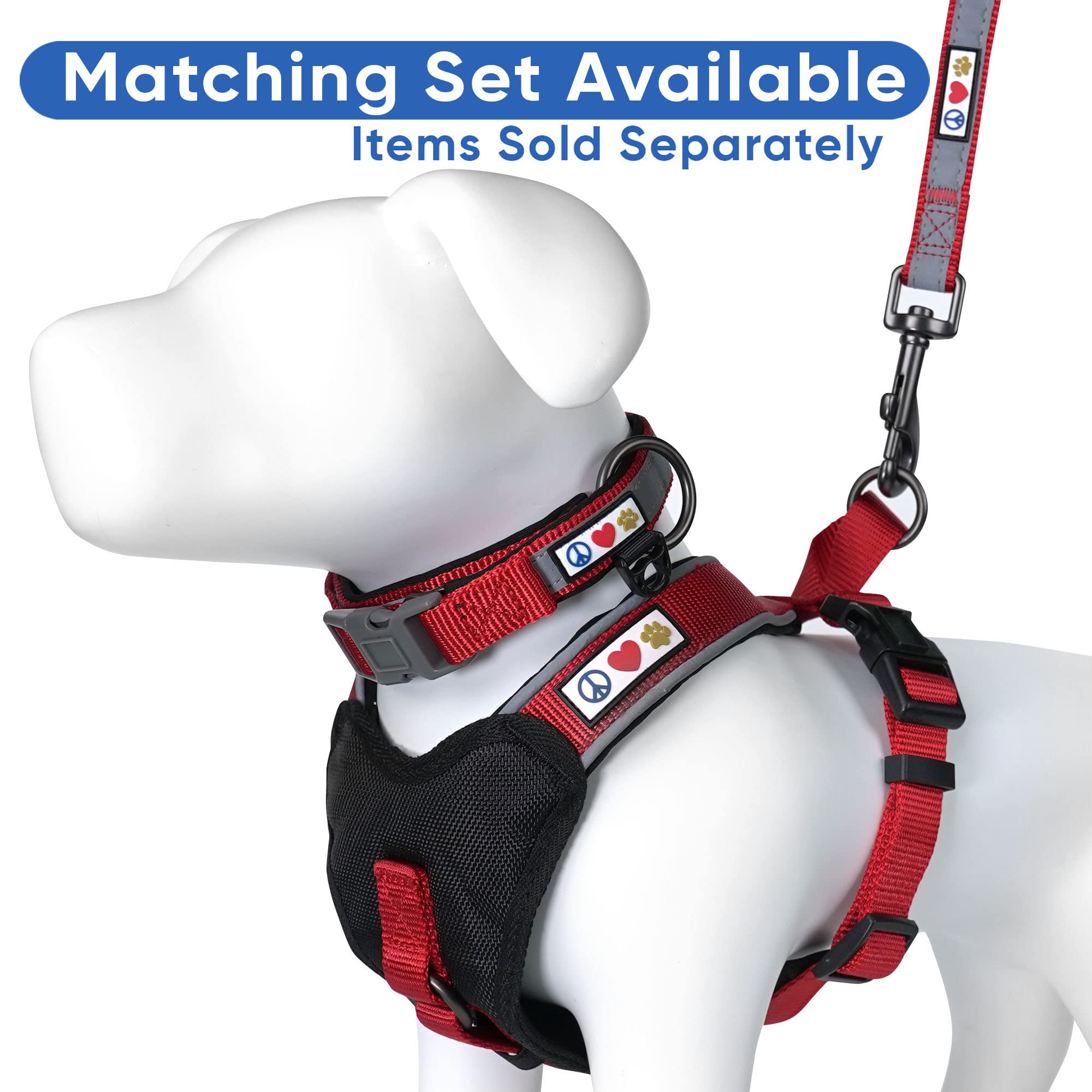 Pawtitas harnais marche-course rouge, ideal pour sorties actives