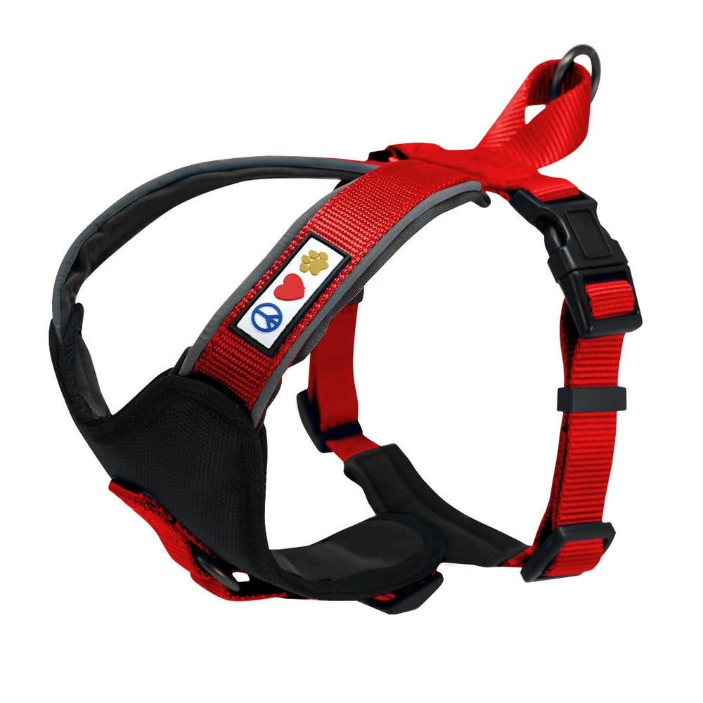 Pawtitas harnais reflechissant rembourre rouge pour promenades confortables