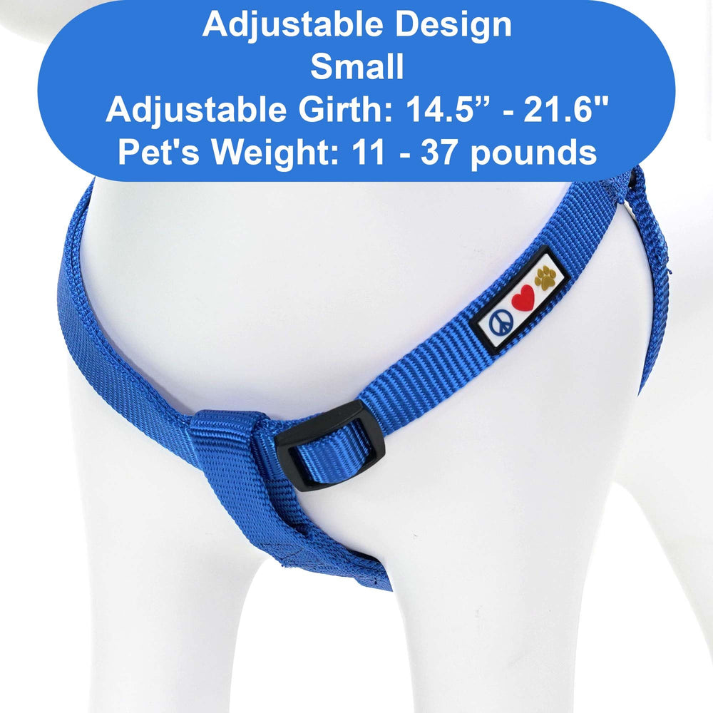 Pawtitas Harnais nylon rip-stop bleu, matériaux robustes pour les sorties quotidiennes.