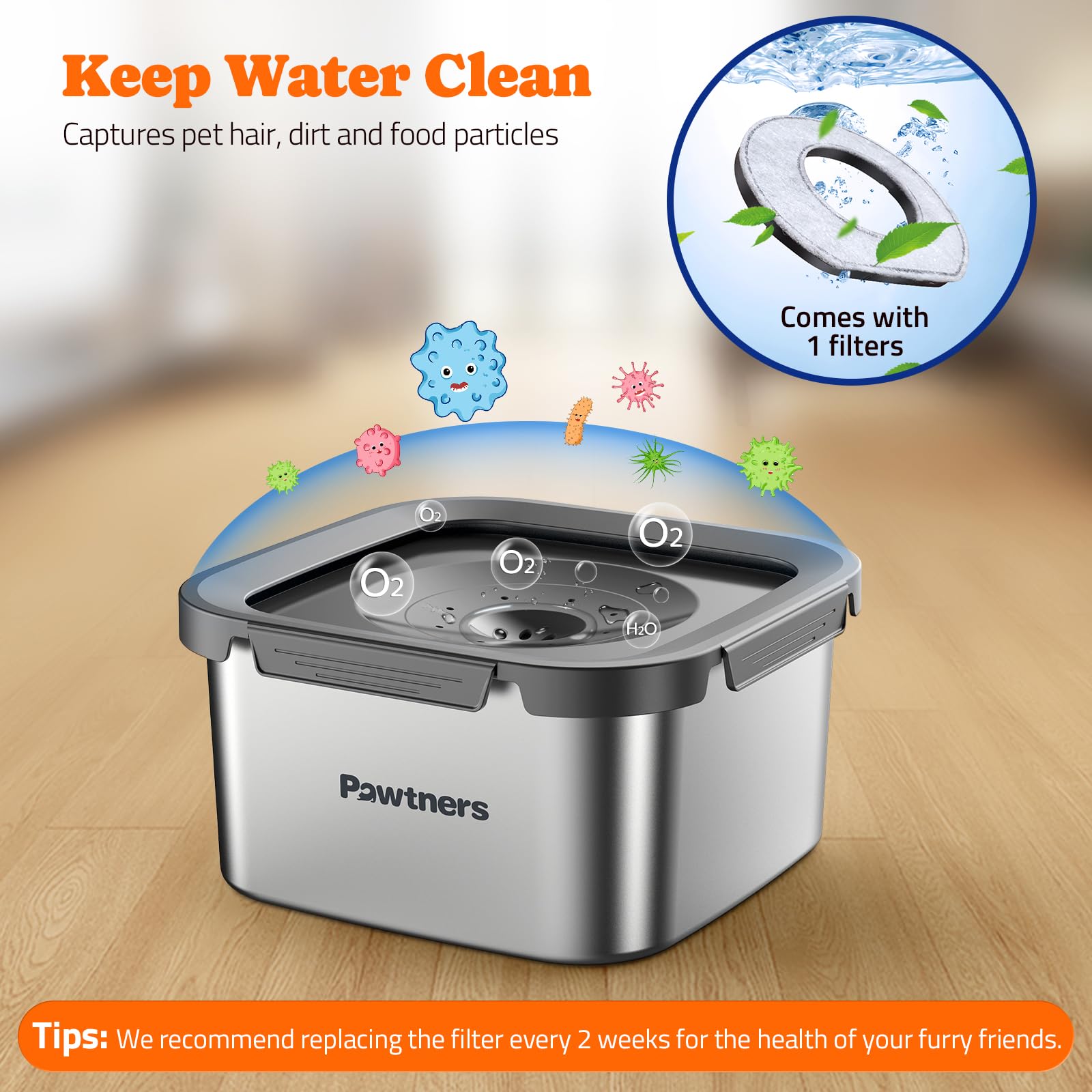 Pawtners bol eau chien base-antiderapante, stabilité sur surfaces.