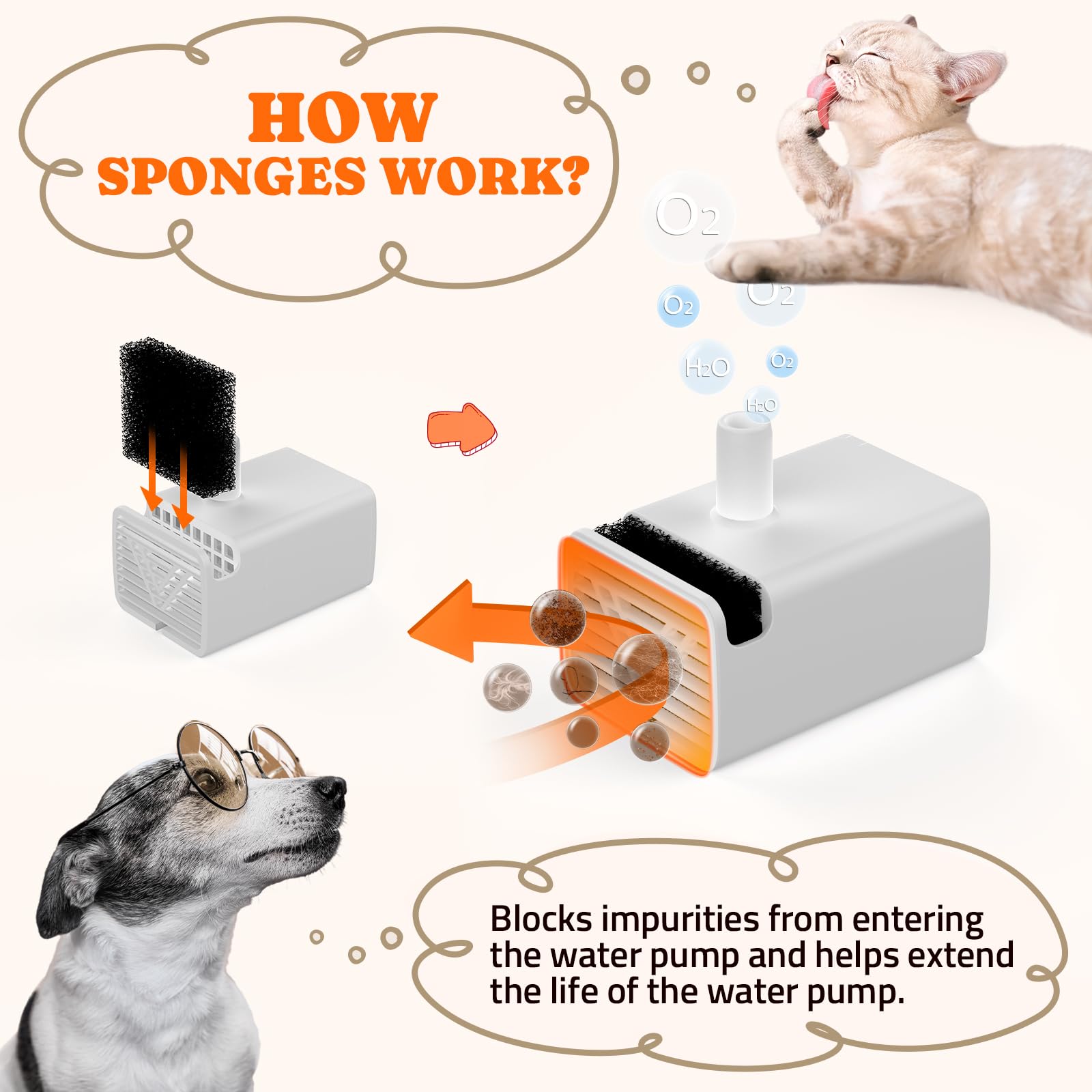 Brosse de nettoyage Pawtners pour entretien facile de la fontaine.