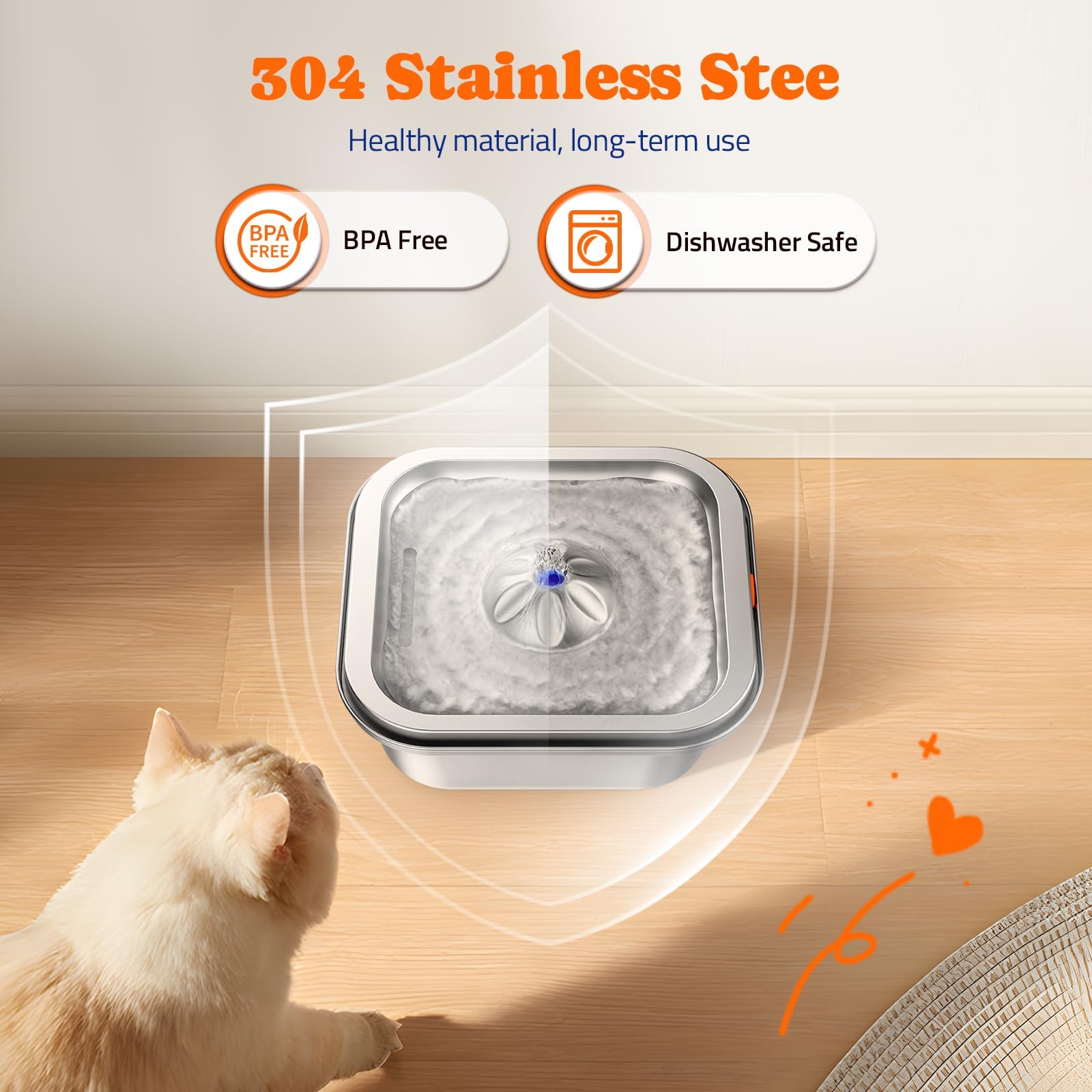 Pawtners fontaine inox 4L – filtration quadruple pour eau plus fraîche.