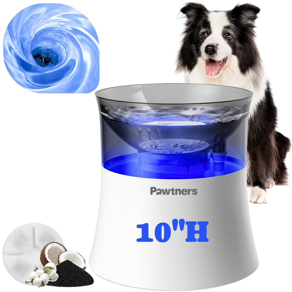 Pawtners fontaine d'eau pour chien avec vortex, filtration efficace pour une eau plus propre.