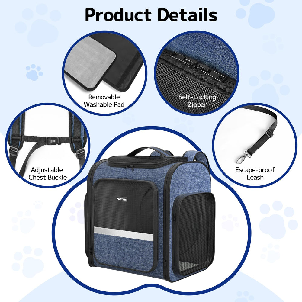 Pawtners sac à dos chat armature en fer robuste et durable