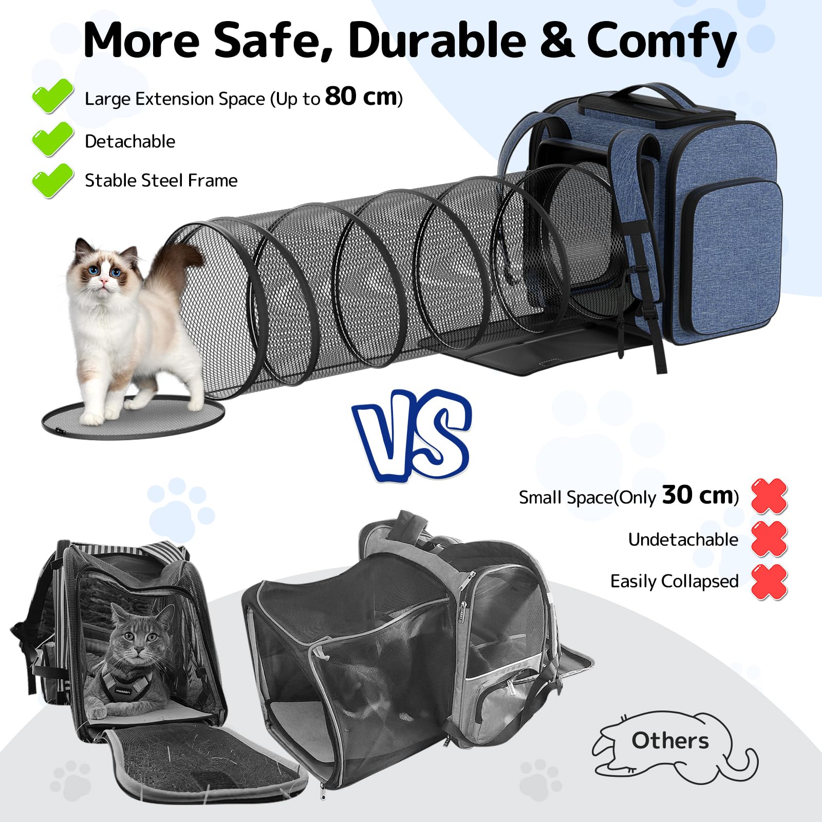 Pawtners sac à dos chat maillage respirant pour ventilation accrue