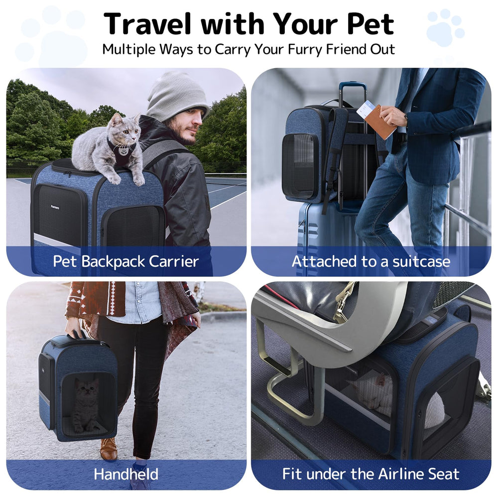 Pawtners sac à dos chat poignée pratique pour transport facile