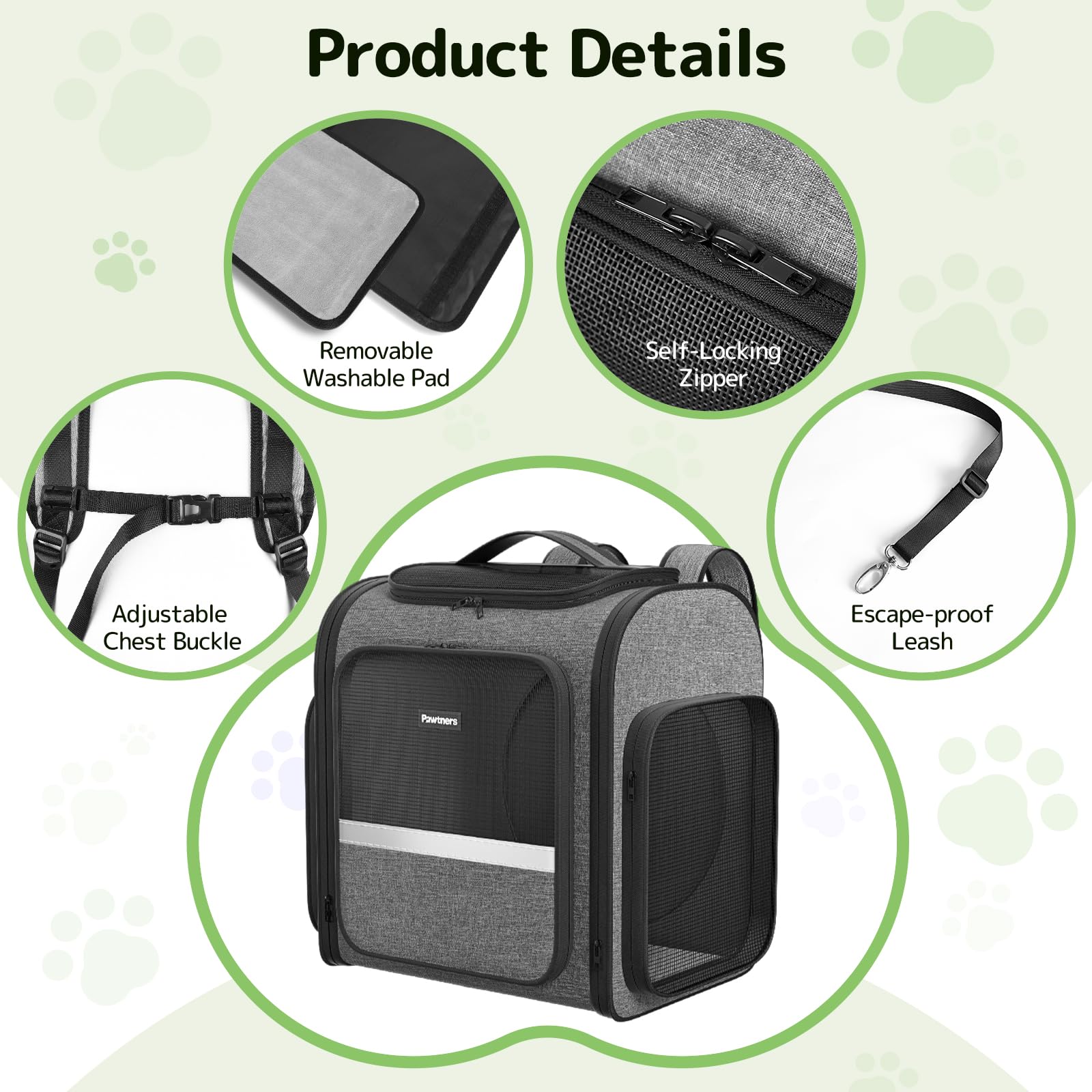 Pawtners sac-chat voyage et randonnee; utilisation pratique
