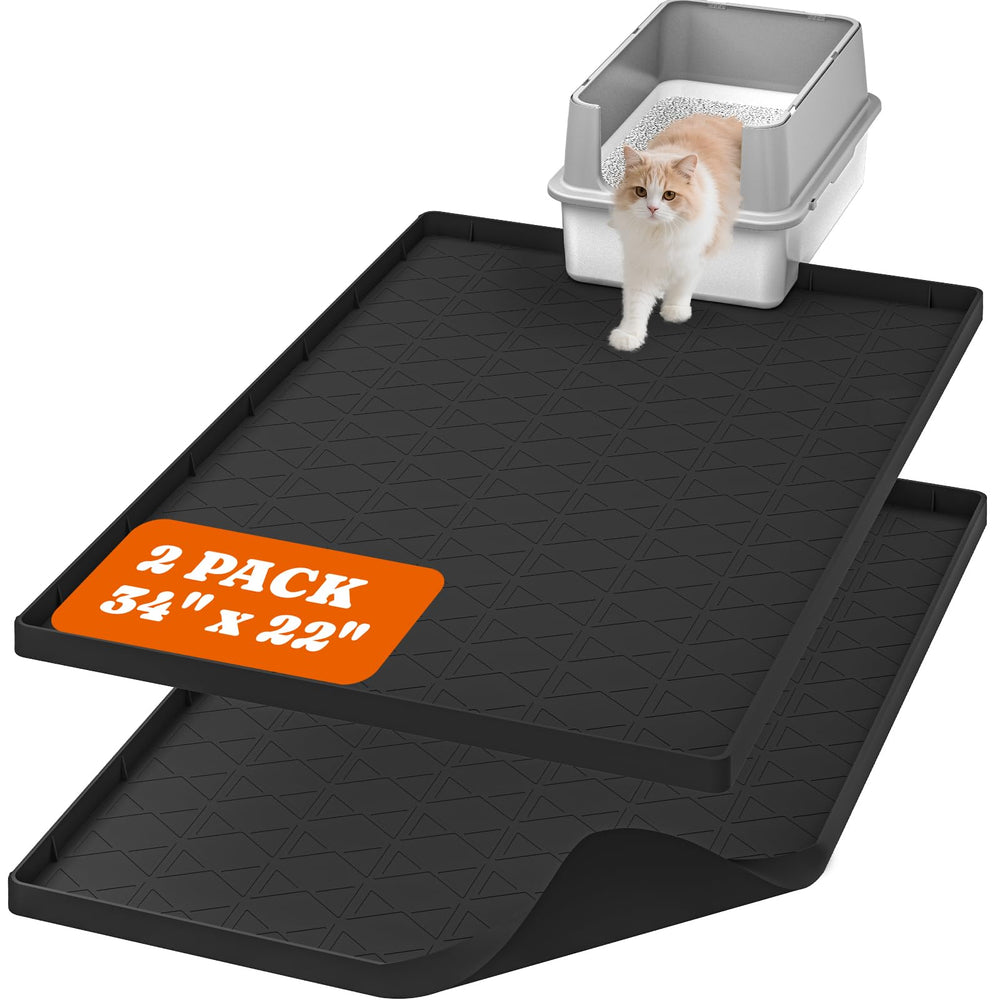 Tapis Litière Pawtners grand noir 34x22, capte jusqu’à 95% des grains.