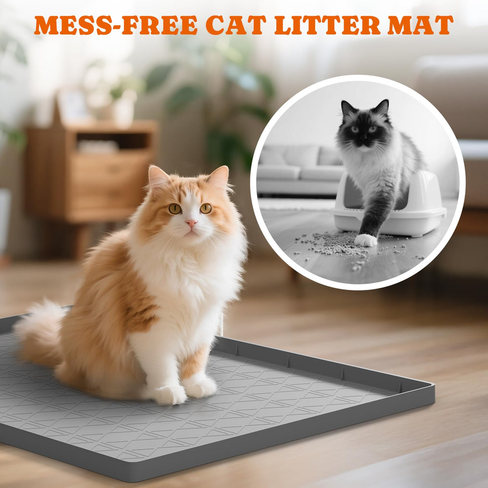 Pawtners tapis imperméable gris, rebords surélevés empêchant les fuites