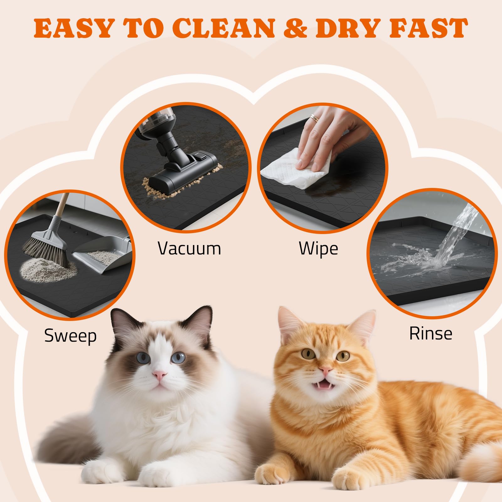 Tapis litière Pawtners multi-usages, utilisable comme tapis repas ou repos.