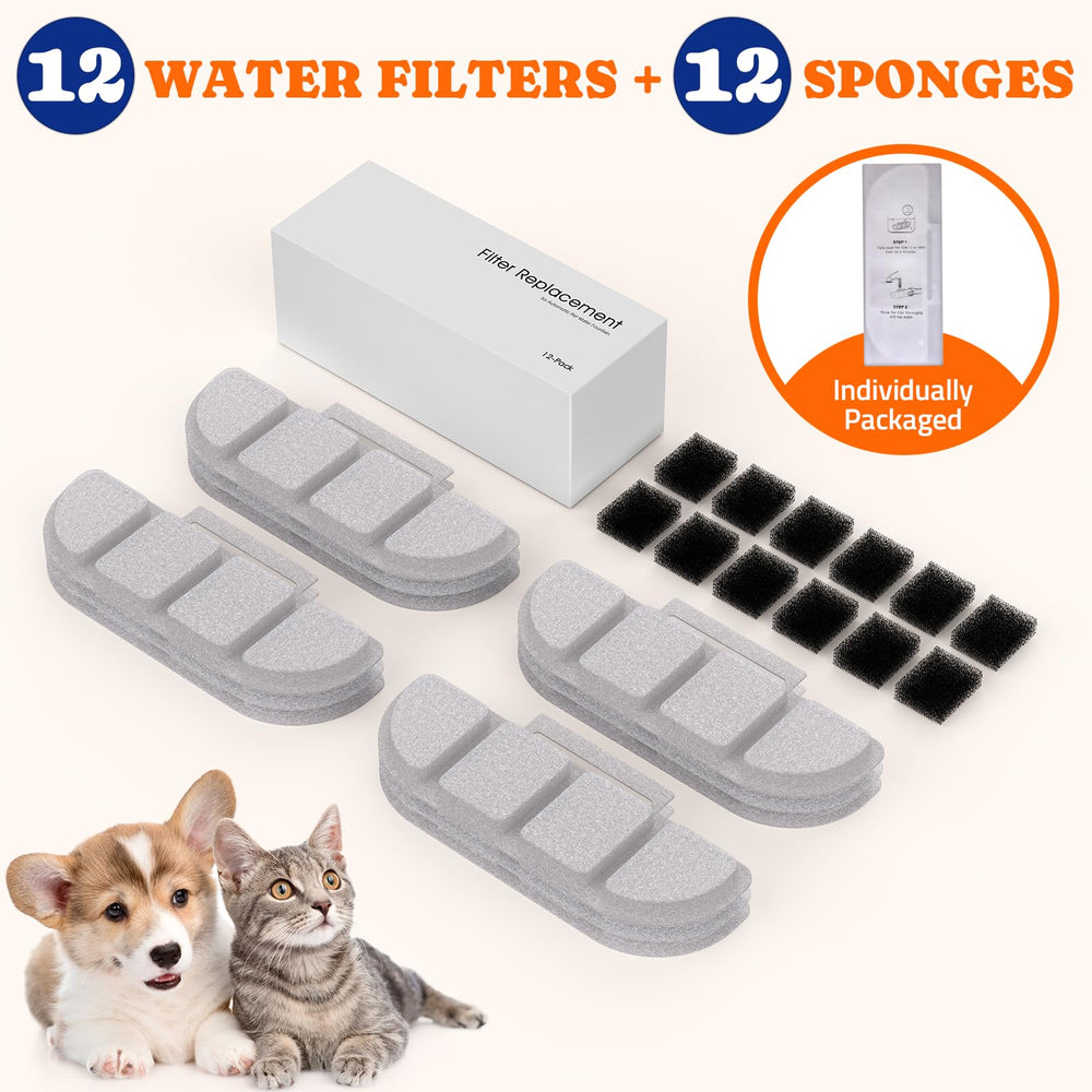 Pawtners WF008A — emballage de 12 filtres et éponges pré-filtration