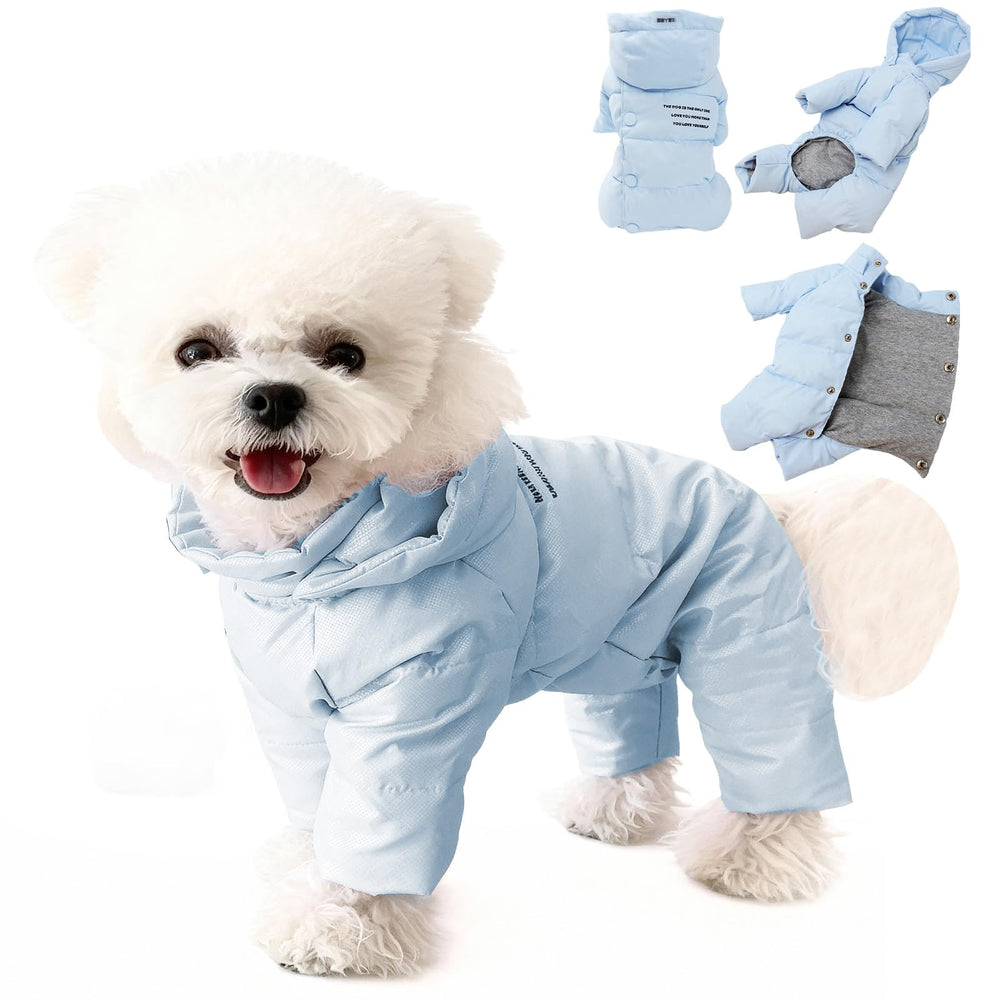 PawUnion doudoune chien duvet canard blanc, dos enveloppant pour sorties hivernales