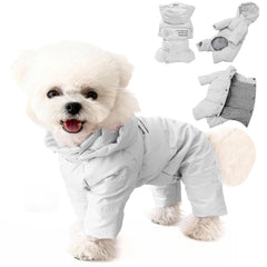 Manteau PawUnion duvet blanc 4 jambes pour chaleur durable lors d'une promenade hivernale