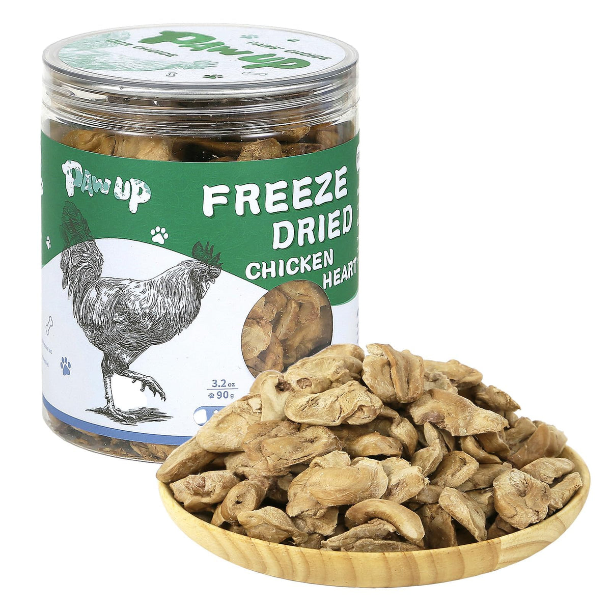 PAWUP Coeur de poulet séché – emballage attrayant et snack protéiné idéal pour animaux