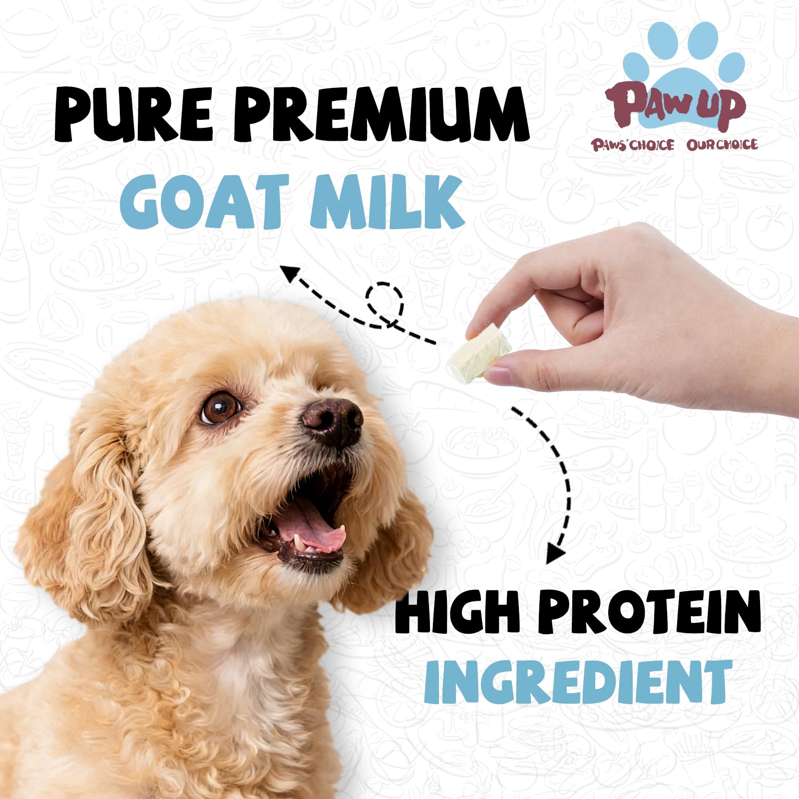 PAWUP bouchée yogourt lait de chèvre, digestibilité élevée pour estomacs sensibles.