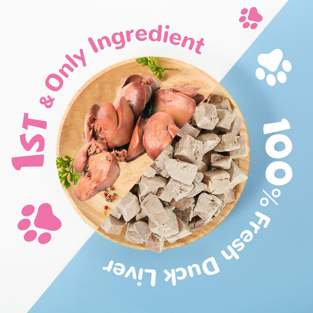 PAWUP Foie de canard lyophilisé morceaux, pratique à partager et récompenser