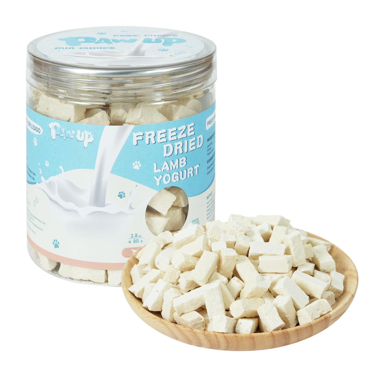 PAWUP friandise lyophilisée au lait de chèvre, texture délicate pour les chiots.
