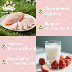 PAWUP friandise lyophilisée yaourt chèvre fraise, goût fruité qui attire les chiens.