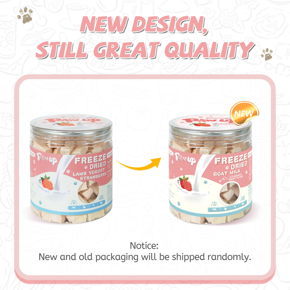 PAWUP friandise yaourt chèvre fraise, texture légère parfaite pour les chiots.