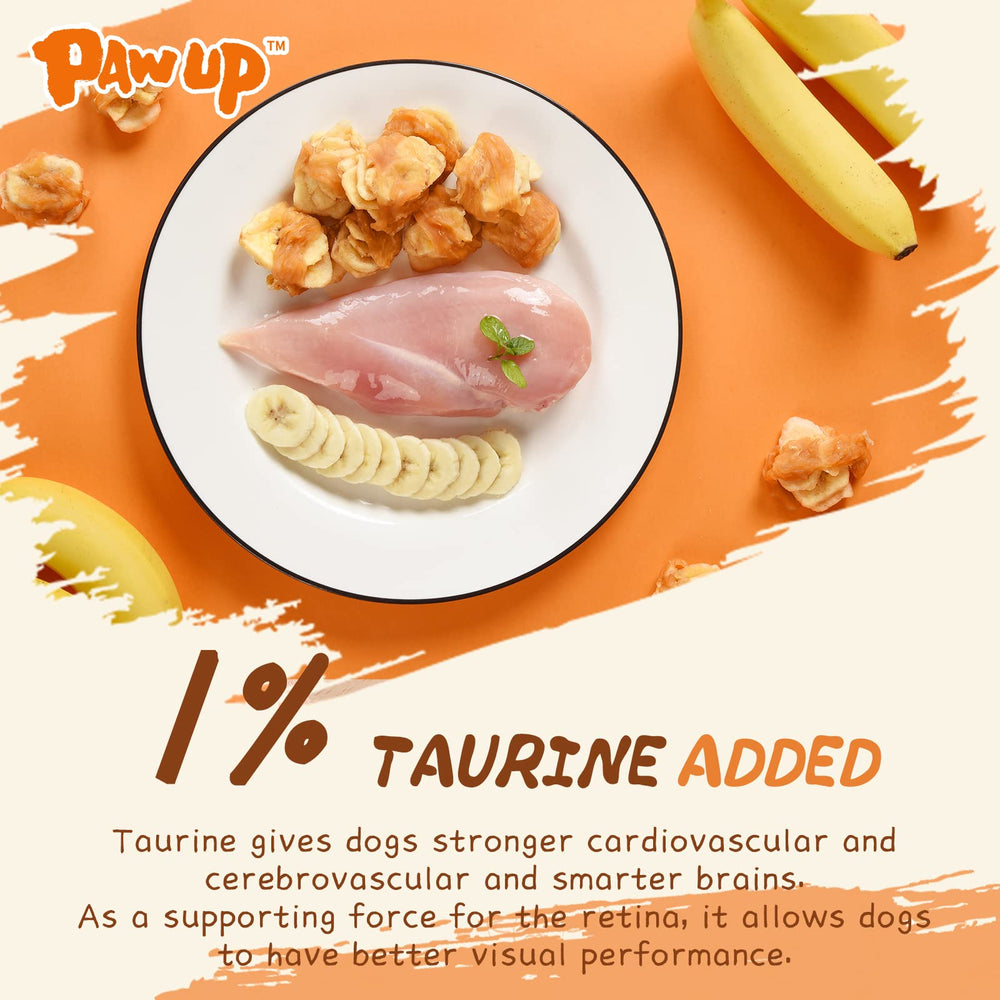 PAWUP friandises nutrition équilibrée chien poulet-banane, apport protéique et fibres
