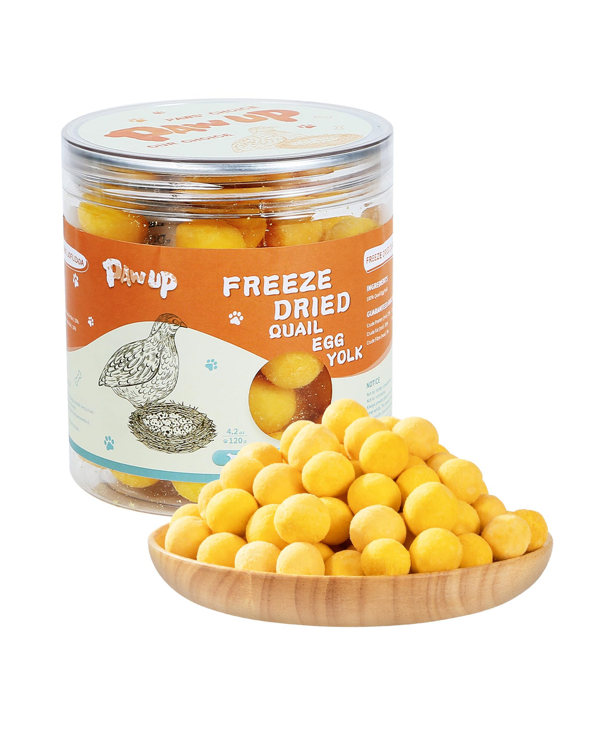 PAWUP - Paquet de jaunes d'œuf de caille, snack pur pour chiens et chats.