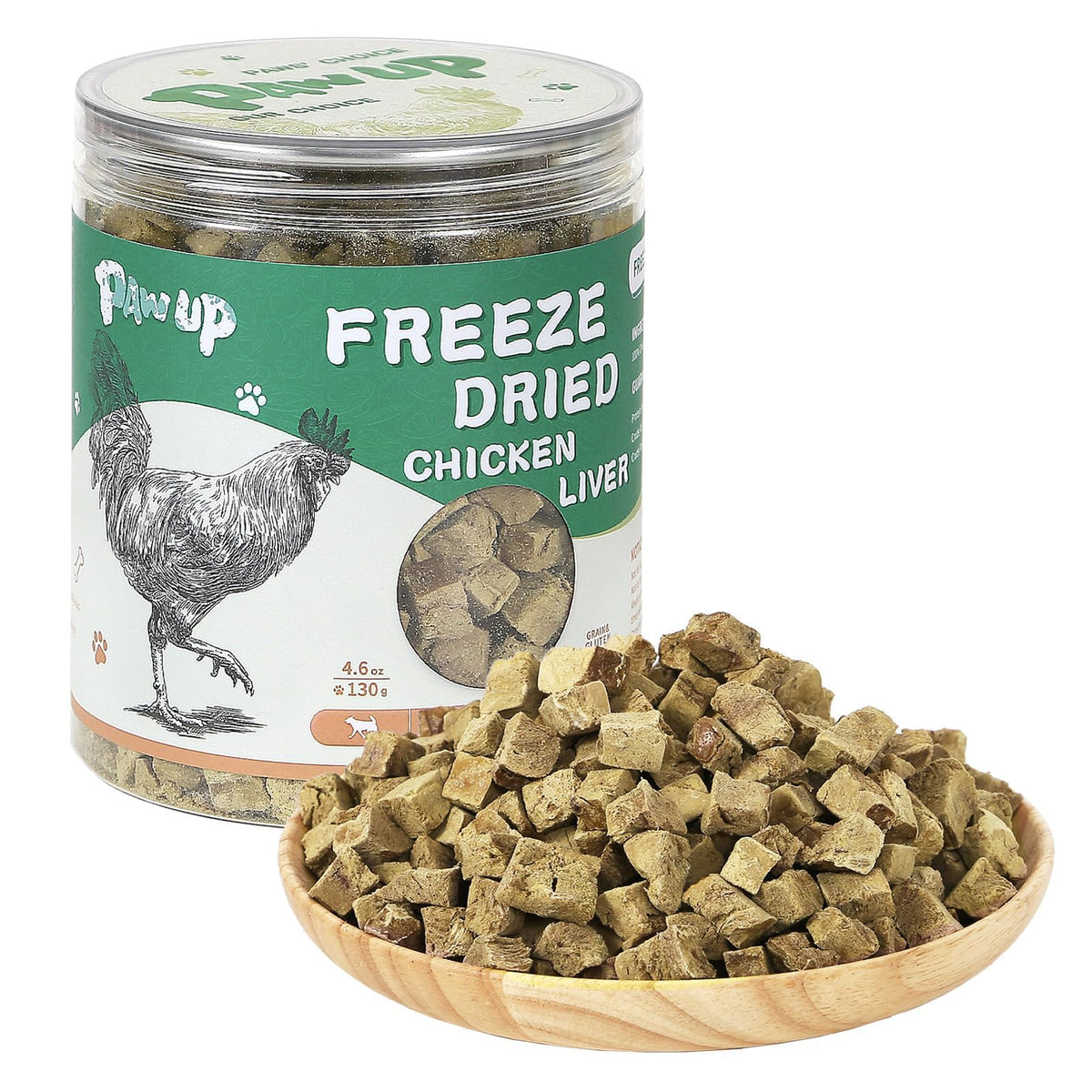 PAWUP paquets foie poulet lyophilise — récompense riche en protéines pour chiens et chats.