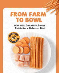 PAWUP patate-douce-baton-snack: douceur naturelle et fibres douces pour digestion apaisée.