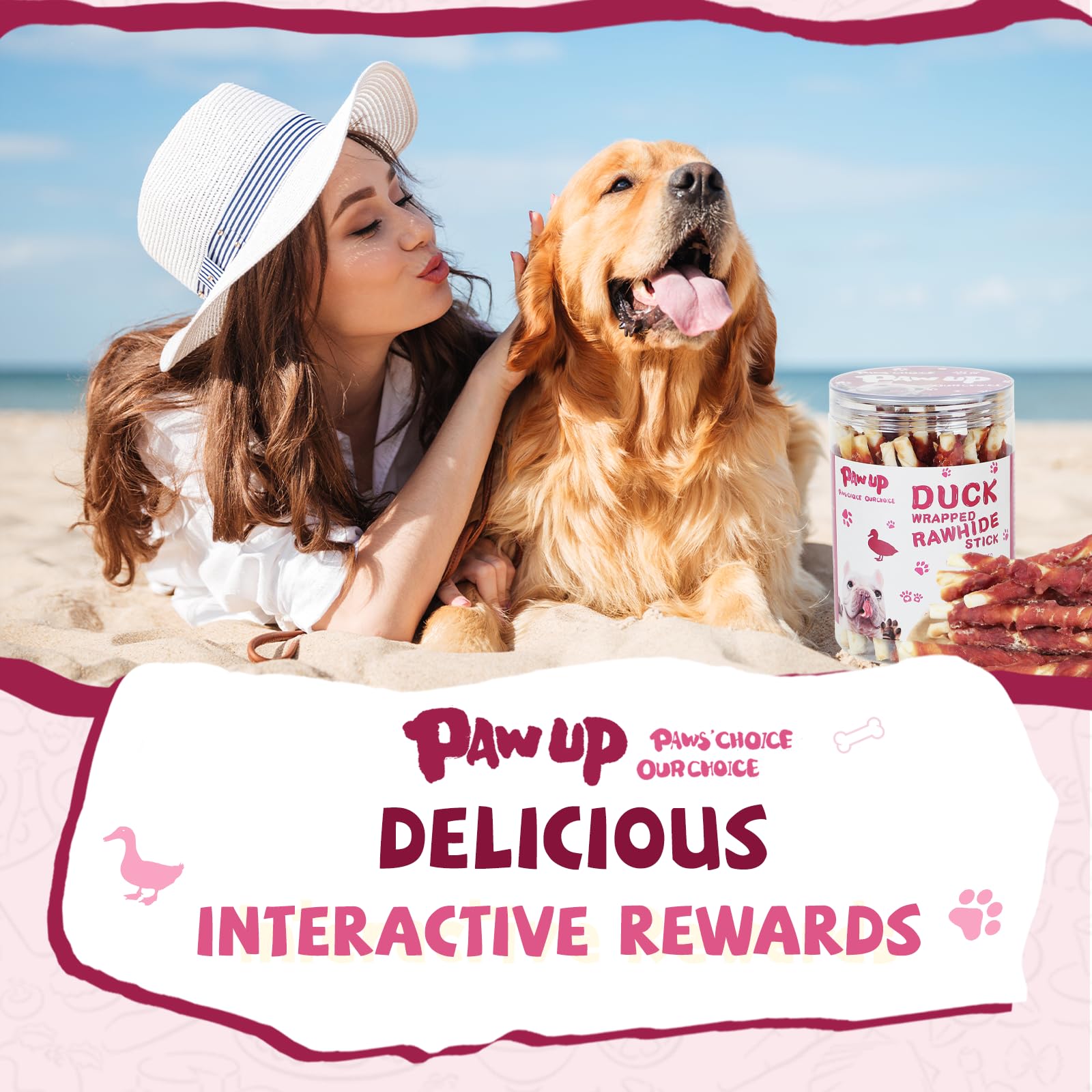 PAWUP canard cuir brut, parfait pour sessions de jeu et récompense quotidienne.