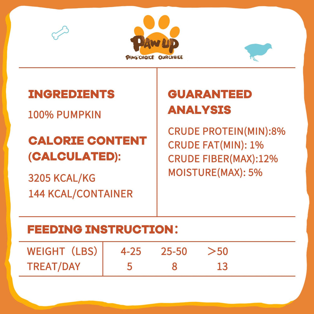 PAWUP potiron seche chiens et chats: snack polyvalent et facile d'utilisation.