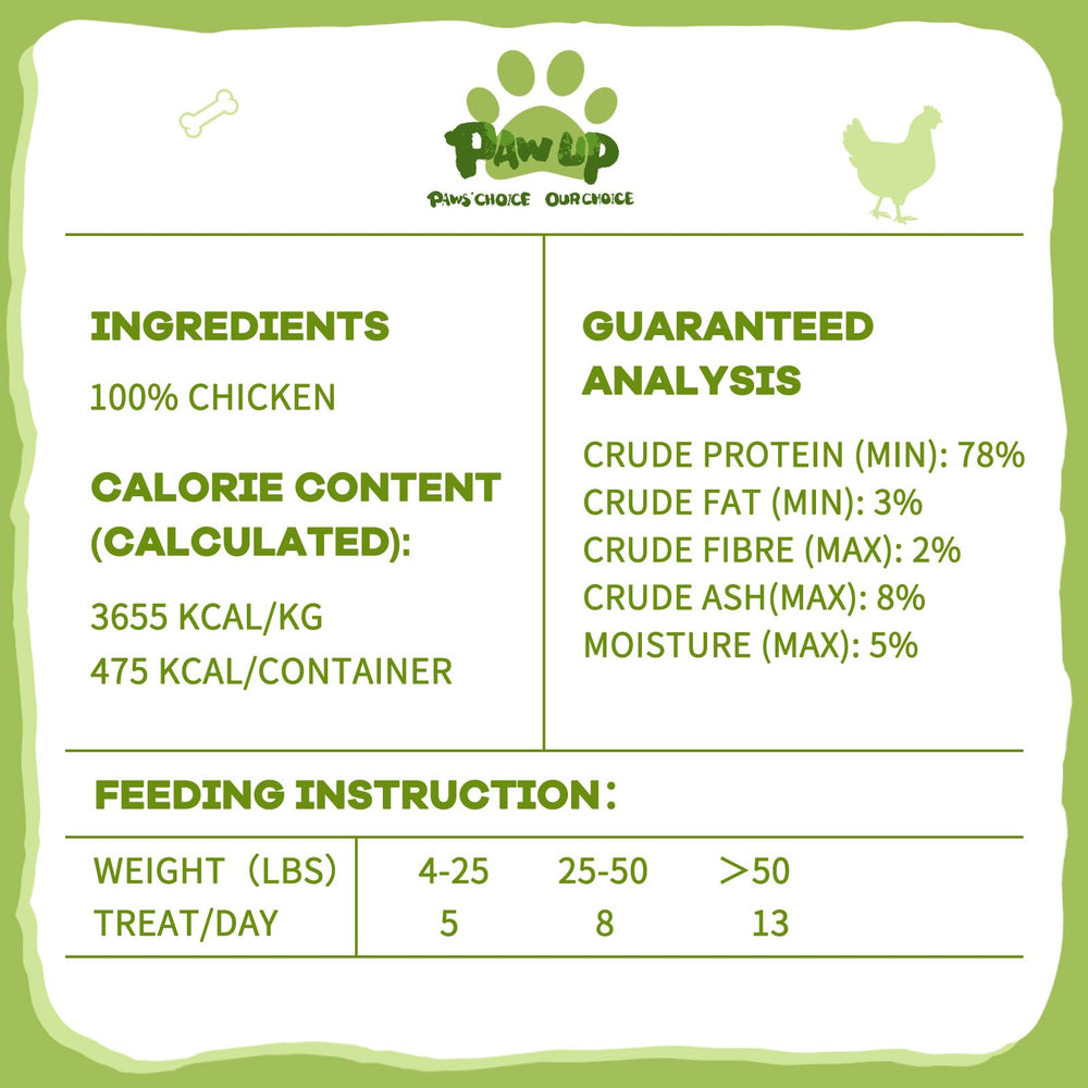 PAWUP poulet lyophilisé – choix de saveurs variées.