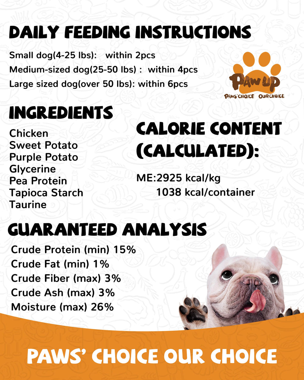 PAWUP présentation naturelle reflétant la composition riche du produit.