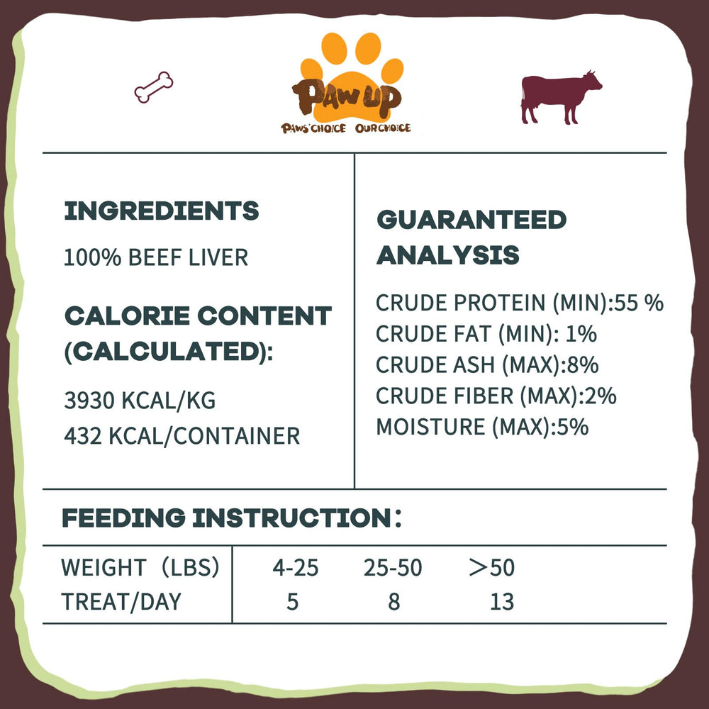 PAWUP proteines foie boeuf seche, source naturelle de proies proteiques.