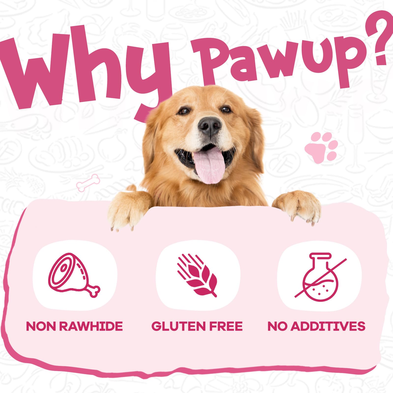 PAWUP sans-cuir-cru: récompense saine et sûre sans cuir.