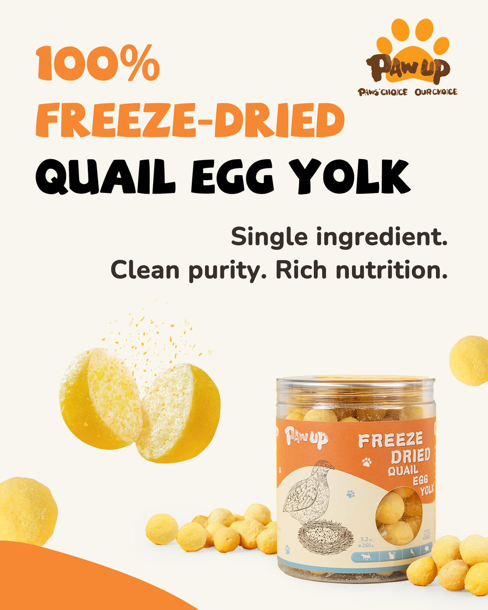 PAWUP snack protéiné de haute qualité, texture légère adaptée au goût des carnivores.