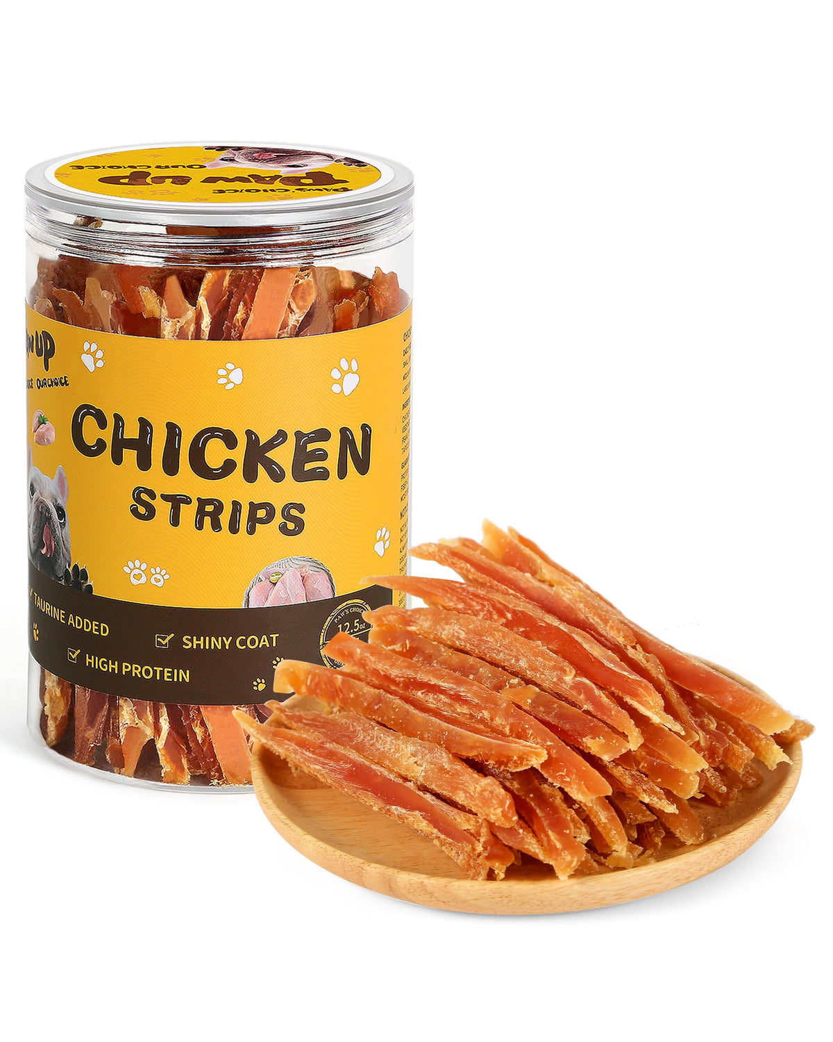 PAWUP friandises poulet séché : tranches fines faciles à mâcher, idéal pour l'entraînement.
