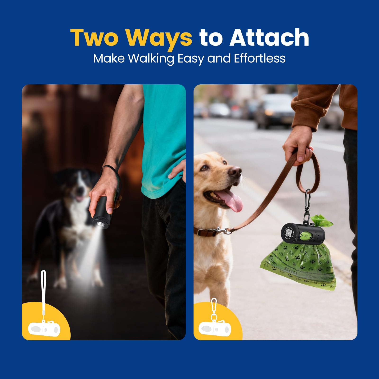 PawView attache-carabiner robuste pour fixation sur laisse ou sac