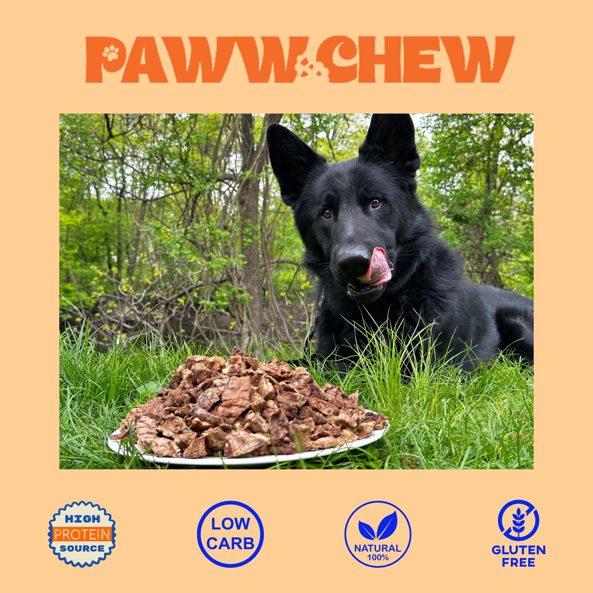 PAWW CHEW Poumon de bœuf soutient la santé bucco-dentaire lors de la mastication.