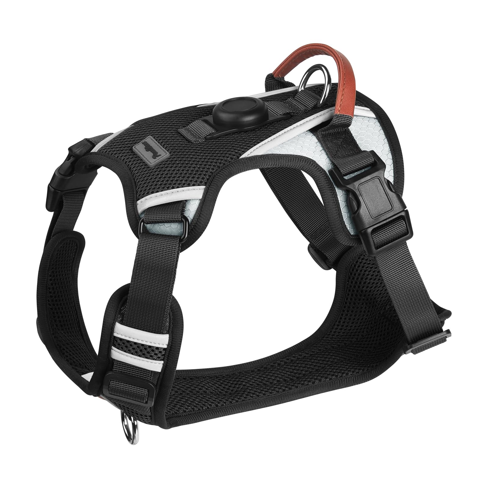 Harnais PawWave anti-traction avec emplacement AirTag pour un suivi fiable.