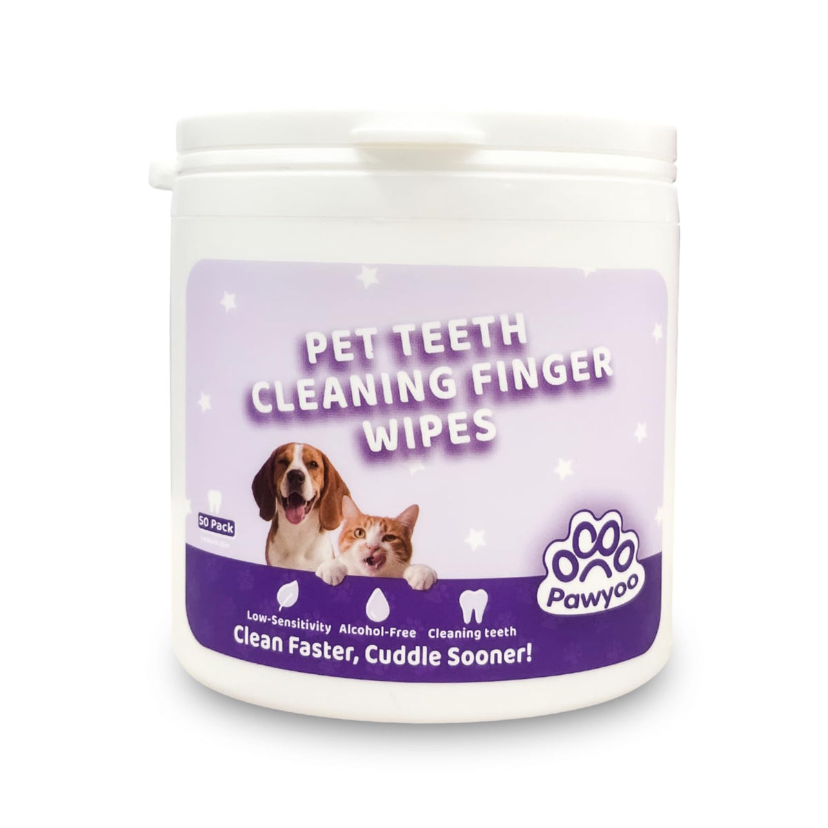 Pawyoo lingettes dentaires chiens et chats – nettoyage rapide des dents