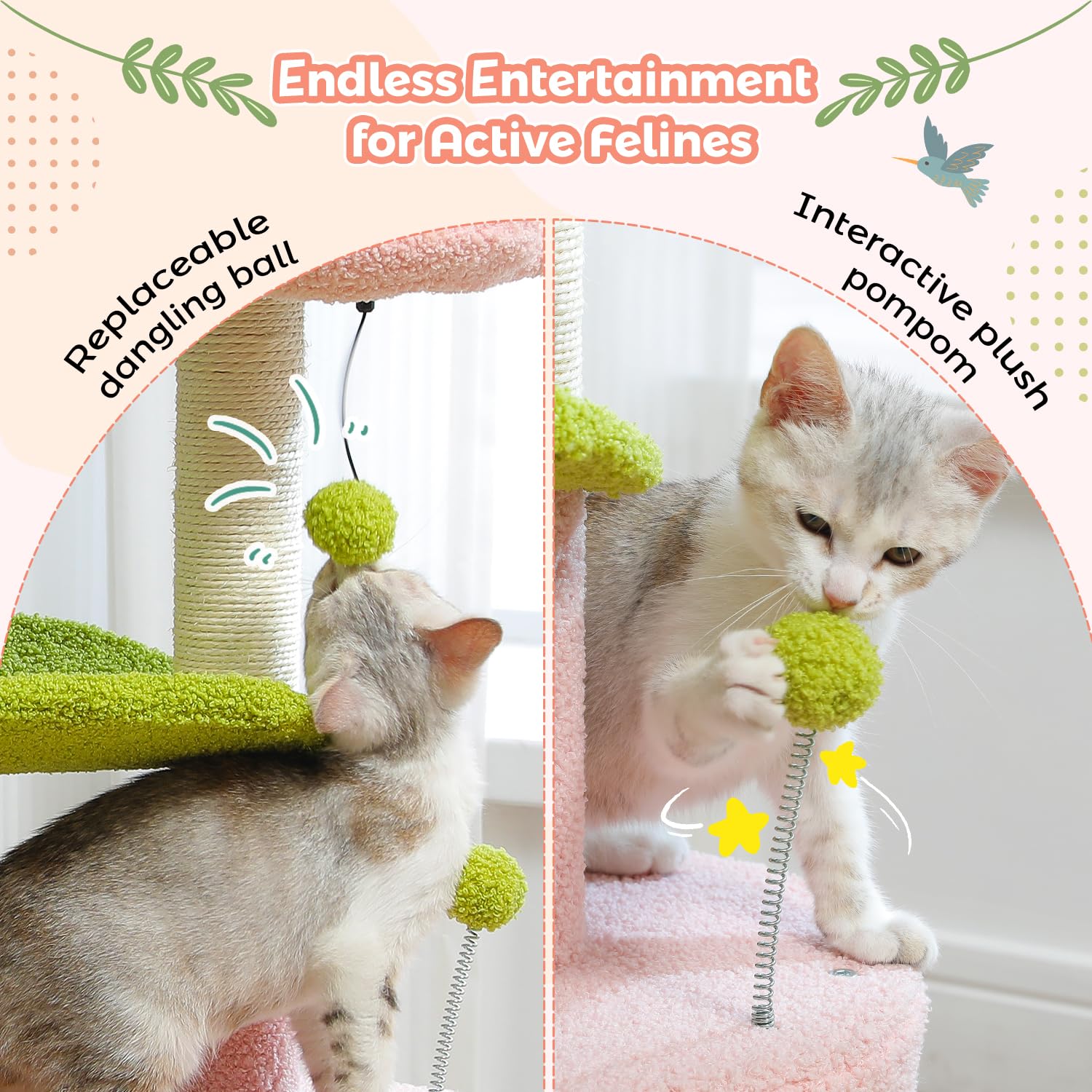 PAWZ Road Arbre Chat Fleur Rose 32 pouces condo privé pour sieste.