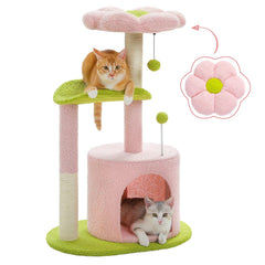 PAWZ Road Arbre Chat Fleur Rose 32 pouces vue générale, design attrayant et confort.